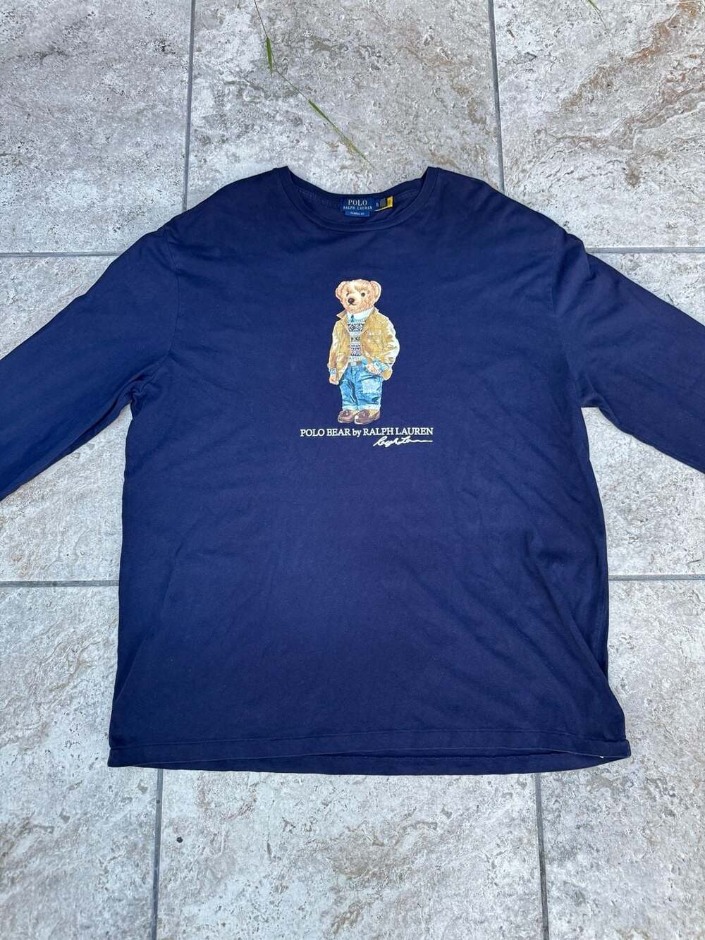 Polo Ralph Lauren Classic Fit Polo Bear Navy Blue Long Sleeve T-Shirt Size XL